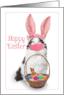 Happy Easter Kitty With Basket Wearing Coronavirus Face Mask card
