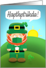 Happy St Patrick’s Day Leprechaun in Pandemic Face Mask Humor card