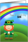 Happy St Patrick’s Day Son Leprechaun Under Rainbow card