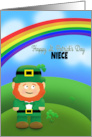 Happy St Patrick’s Day Niece Leprechaun Under Rainbow card