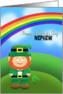 Happy St Patrick’s Day Nephew Leprechaun Under Rainbow card