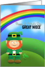Happy St Patrick’s Day Great Niece Leprechaun Under Rainbow card