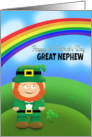Happy St Patrick’s Day Great Nephew Leprechaun Under Rainbow card