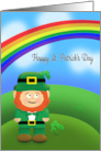 Happy St Patrick’s Day For Anyone Leprechaun Under Rainbow card