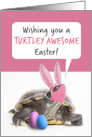 Happy Easter Turtle in Pandemic Face Mask and Bunny Ears card