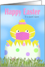 Happy Easter Niece Girl Chick in Egg Wearing Covid-19 Face Mask card