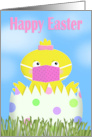 Happy Easter Anyone Girl Chick in Covid-19 Face Mask card