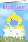 Happy Easter Nephew Boy Chick in Covid-19 Face Mask card