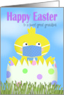 Happy Easter Great Grandson Boy Chick in Covid-19 Face Mask card