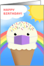 Happy Birthday For Anyone Ice Cream in Coronavirus Face Mask Humor card