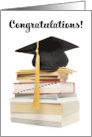 Congratulations Graduate Grad Cap on Book Stack card