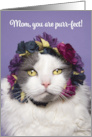 Happy Mother’s Day For Mom Cute Cat in Flower Crown Humor card