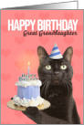 Happy Birthday Great Granddaughter Cat in Party Hat With Cake Humor card