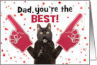 Happy Birthday Dad Cat With Foam Fingers Humor card