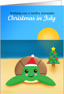 Happy Christmas in July Sea Turtle on the Beach card