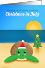 Happy Christmas in July Sea Turtle on the Beach card