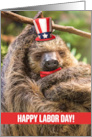 Happy Labor Day Cute Patriotic Sleeping Sloth Humor card