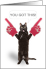 You Got This Cat Cheering With Foam Fingers Encouragement Humor card