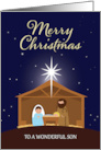 For Son Merry Christmas Nativity Scene card