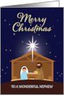 For Nephew Merry Christmas Nativity Scene Illustration card