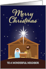 For Neighbor Merry Christmas Nativity Scene Illustration card