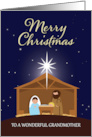 For Grandmother Merry Christmas Nativity Scene Illustration card