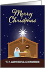 For Godmother Merry Christmas Nativity Scene Illustration card