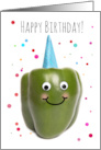 Happy Birthday For Anyone Funny Pepper in Party Hat Humor card
