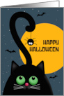 Happy Halloween For Anyone Cute Black Cat With Spider Illustration card