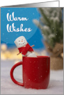 Merry Christmas For Anyone Marshmallow Snowman in Mug Humor card