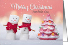 From Both Merry Christmas Marshmallow Snowmen on Pink card
