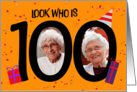 Happy 100th Birthday Big 100 Picture Frame Your Custom Photo Here card