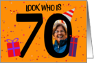 Happy 70th Birthday Big 70 Picture Frame Your Custom Photo Here card