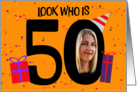 Happy 50th Birthday Big 50 Picture Frame Your Custom Photo Here card