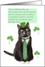 Happy St Patricks Day Funny Cat in Tie and Hat Limerick Humor card
