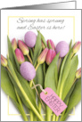 Happy Easter For Anyone Purple Tulip Bouquet Photograph card