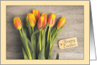 Happy Easter For Anyone Fresh Cut Yelllow and Red Tulips Photograph card