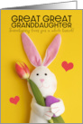 Happy Easter Great Great Granddaughter Cute Bunny With Tulip and Egg card