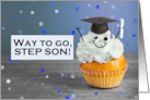 Congratulations Step Son Graduate Cute Cupcake in Grad Hat Humor card