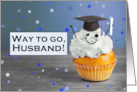 Congratulations Husband Graduate Cute Cupcake in Grad Hat Humor card