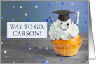Congratulations Custom Name Graduate Cute Cupcake in Grad Hat Humor card