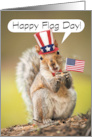 Happy Flag Day Cute Patriotic Squirrel in Hat Holding Flag Humor card