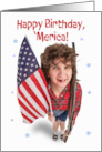 Happy Fourth of July Funny redneck Woman With Gun and US Flag Humor card