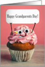 Happy Grandparents Day Cute Cupcake Holding Sign Humor card