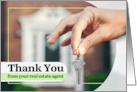 Thank You From Your Real Estate Agent Hand Holding Key By House Door card