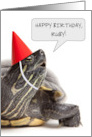 Happy Birthday Turtle in Party Hat Any Name Here Humor card