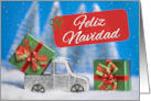 Feliz Navidad For Anyone Toy Truck With Presents Photograph Spanish card