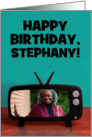 Happy Birthday Custom Name and Photo in Retro TV Set card