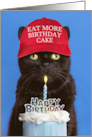 Happy Birthday Cat in Trump Hat Eat More Birthday Cake Humor card