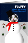 Merry Christmas From Pet Snowman With Custom Name and Frame For Photo card